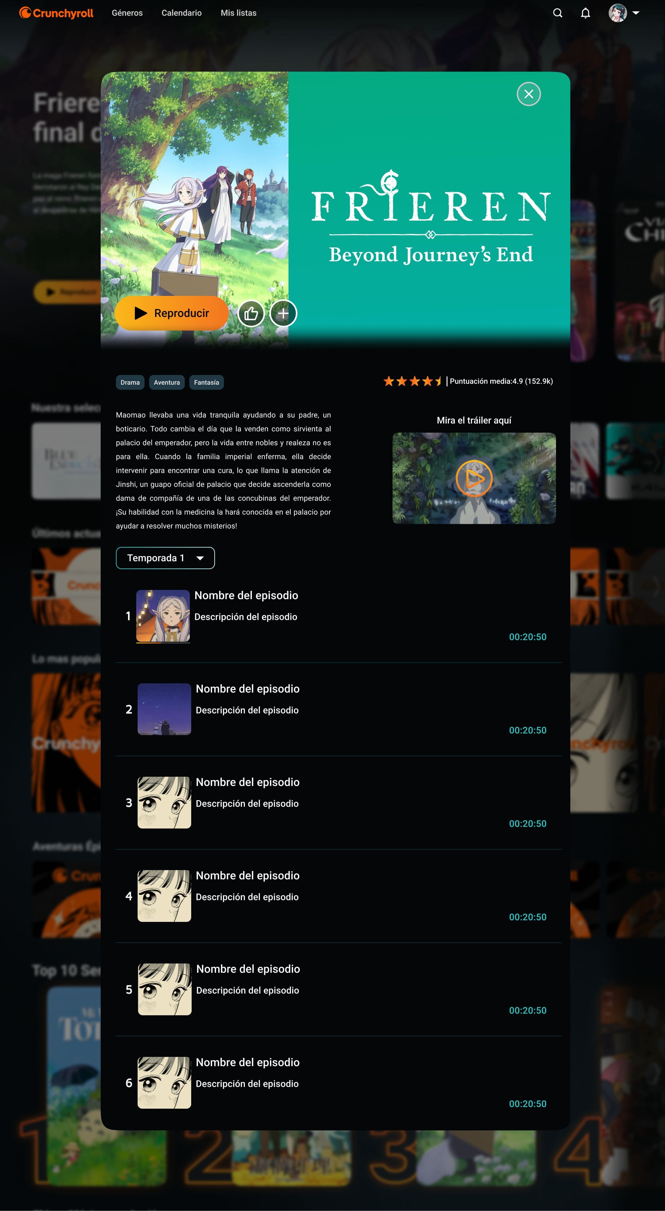 Diseño del contenido de crunchyrroll