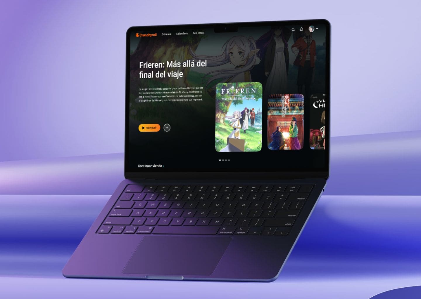 Mockup de la página de inicio de crunchyrroll